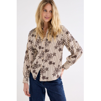 Tramontana Blouse Stripe Embroidery Cafe Noir